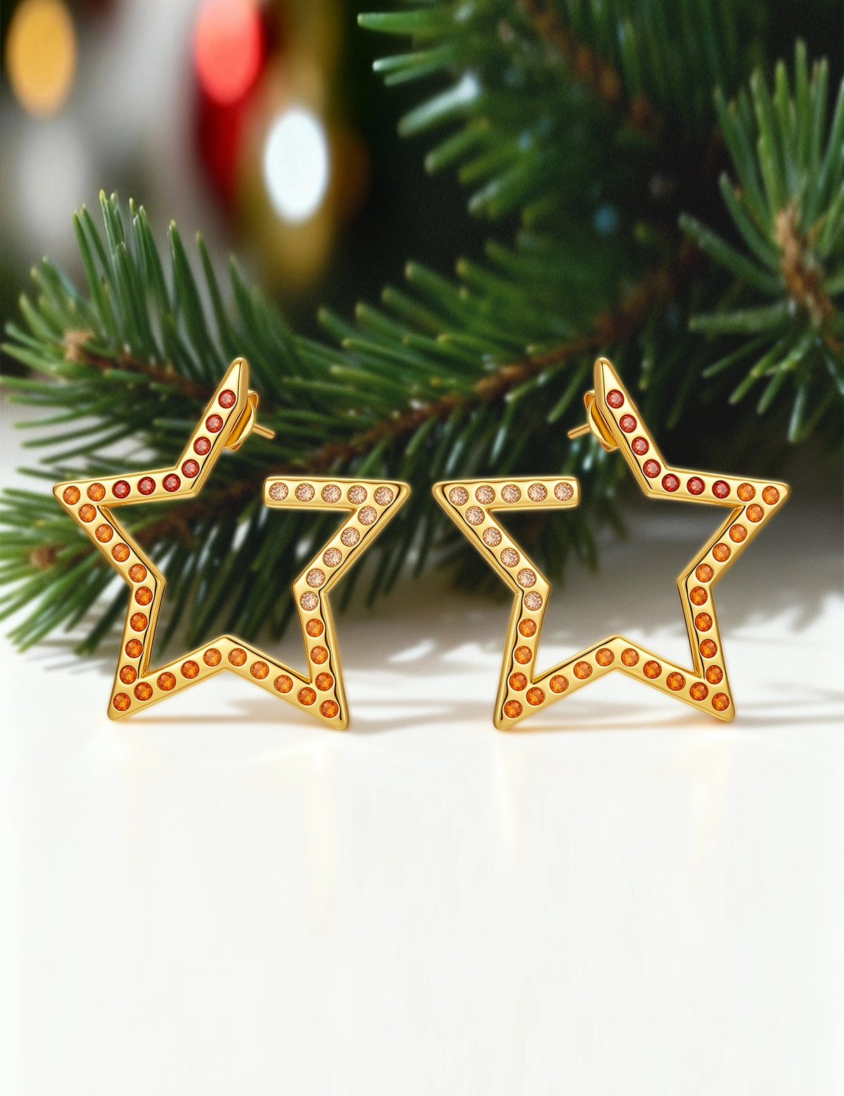 Women Red Hollow Star Earring 1