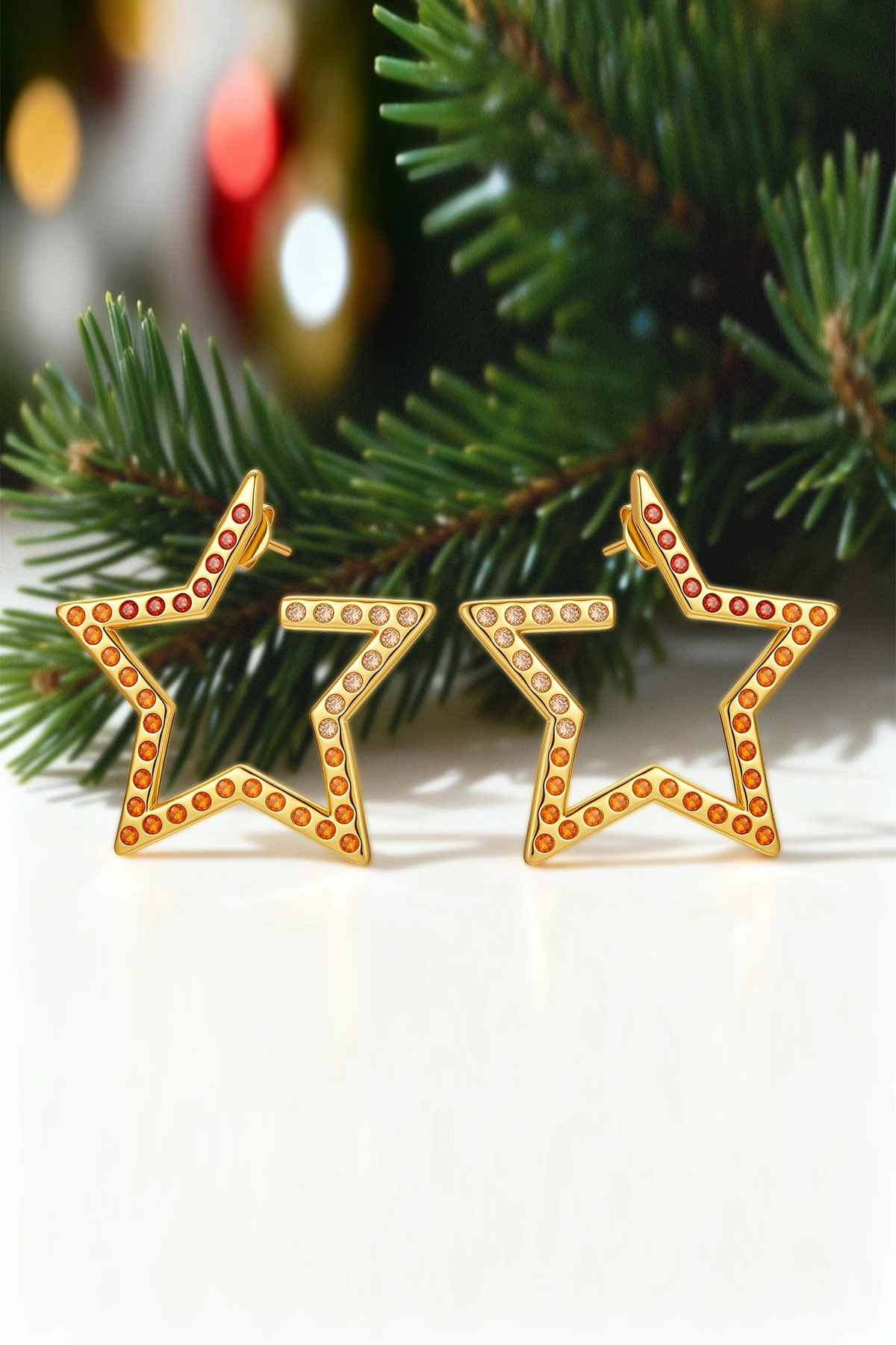 Women Red Hollow Star Earring 1