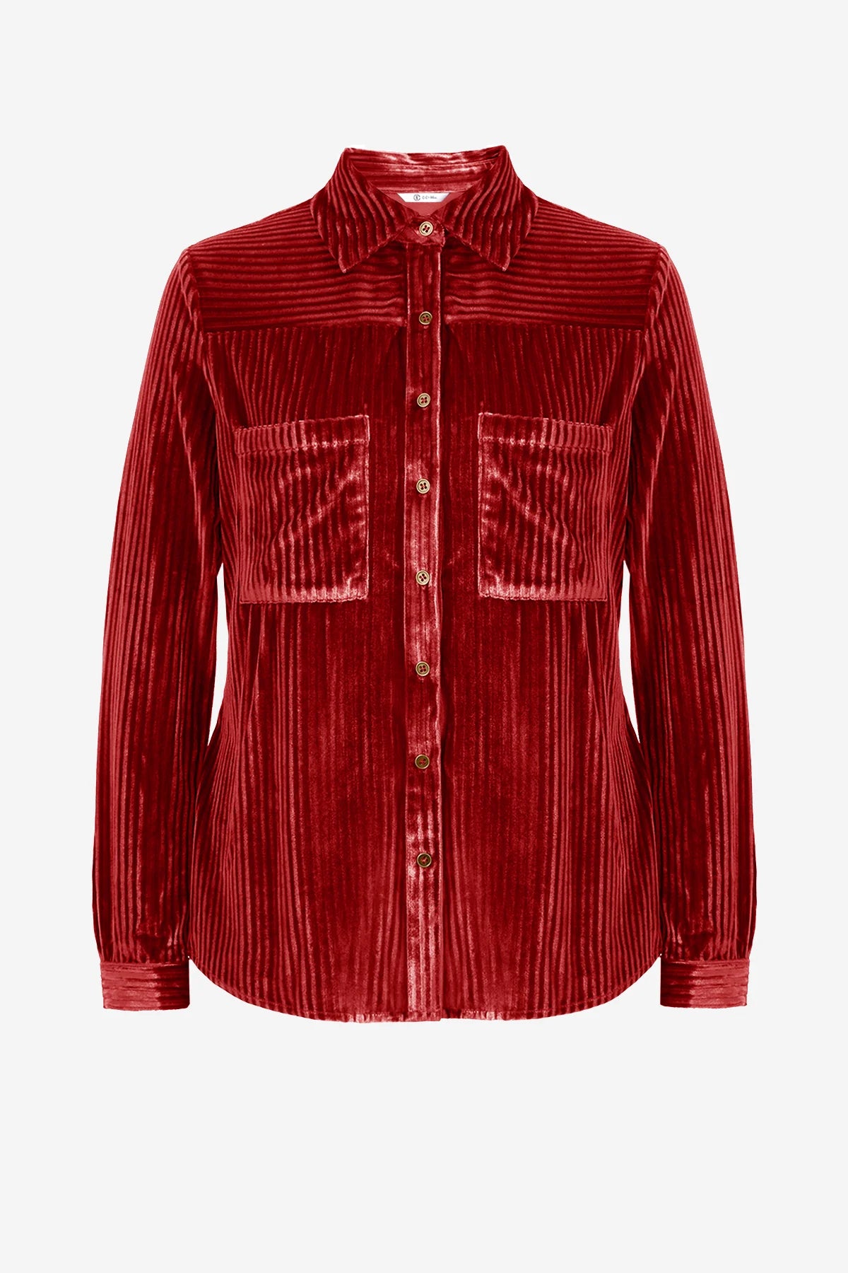 Womens Red Velvet Button Down Shirt | CicyBell