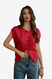 Womens Red Cap Sleeve Sweater Vest
