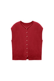 Womens Red Cap Sleeve Sweater Vest | CicyBell