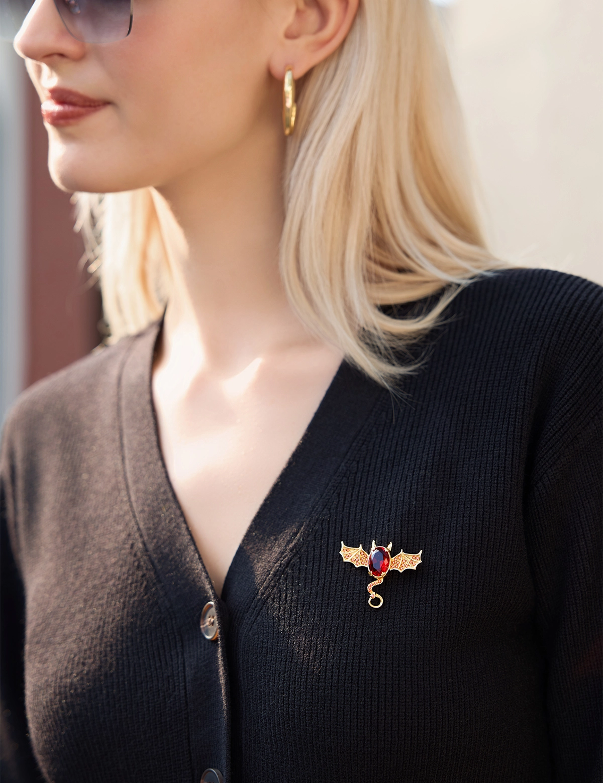 Womens Red Gold Halloween Brooch 1