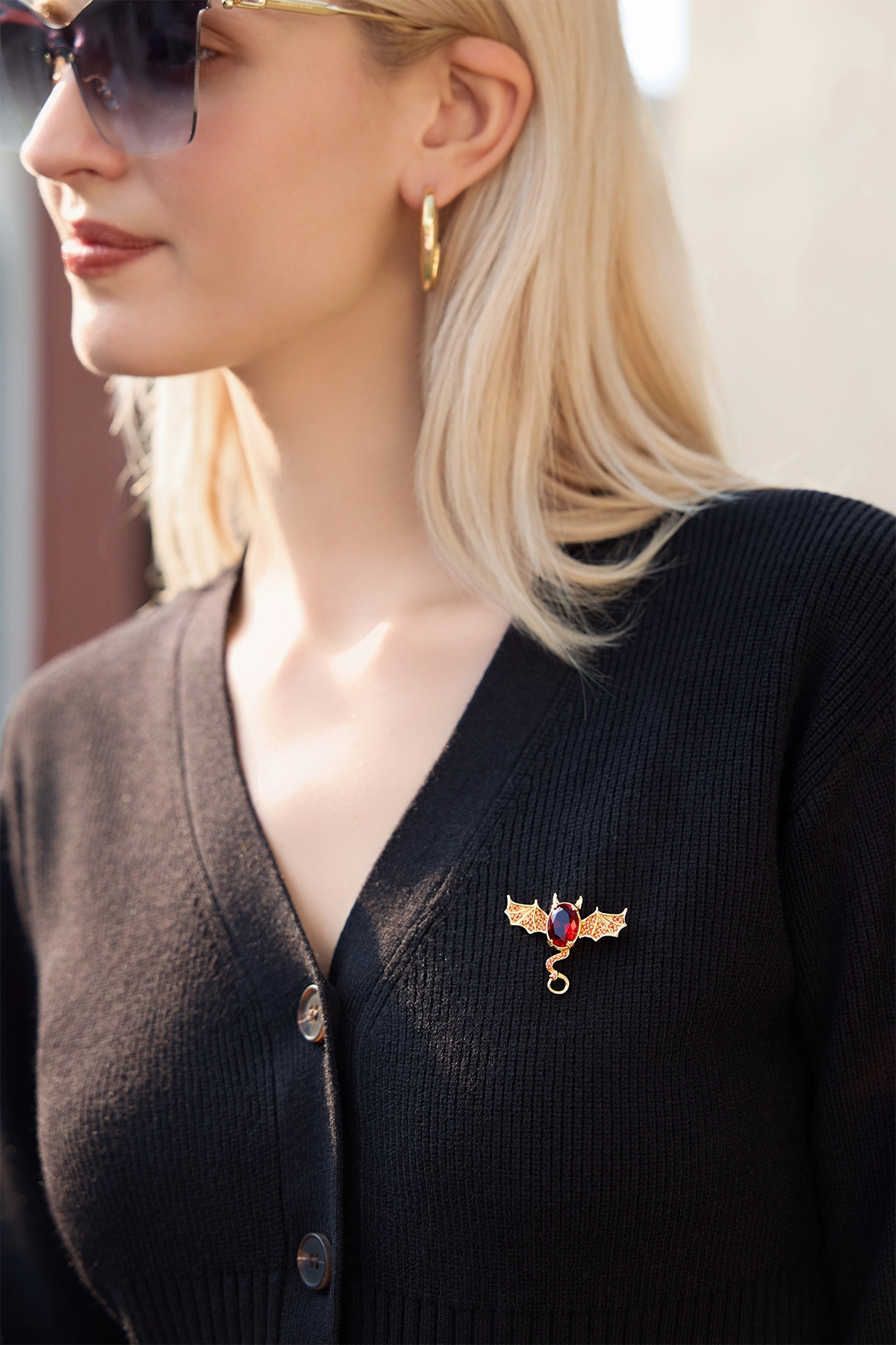 Womens Red Gold Halloween Brooch 1