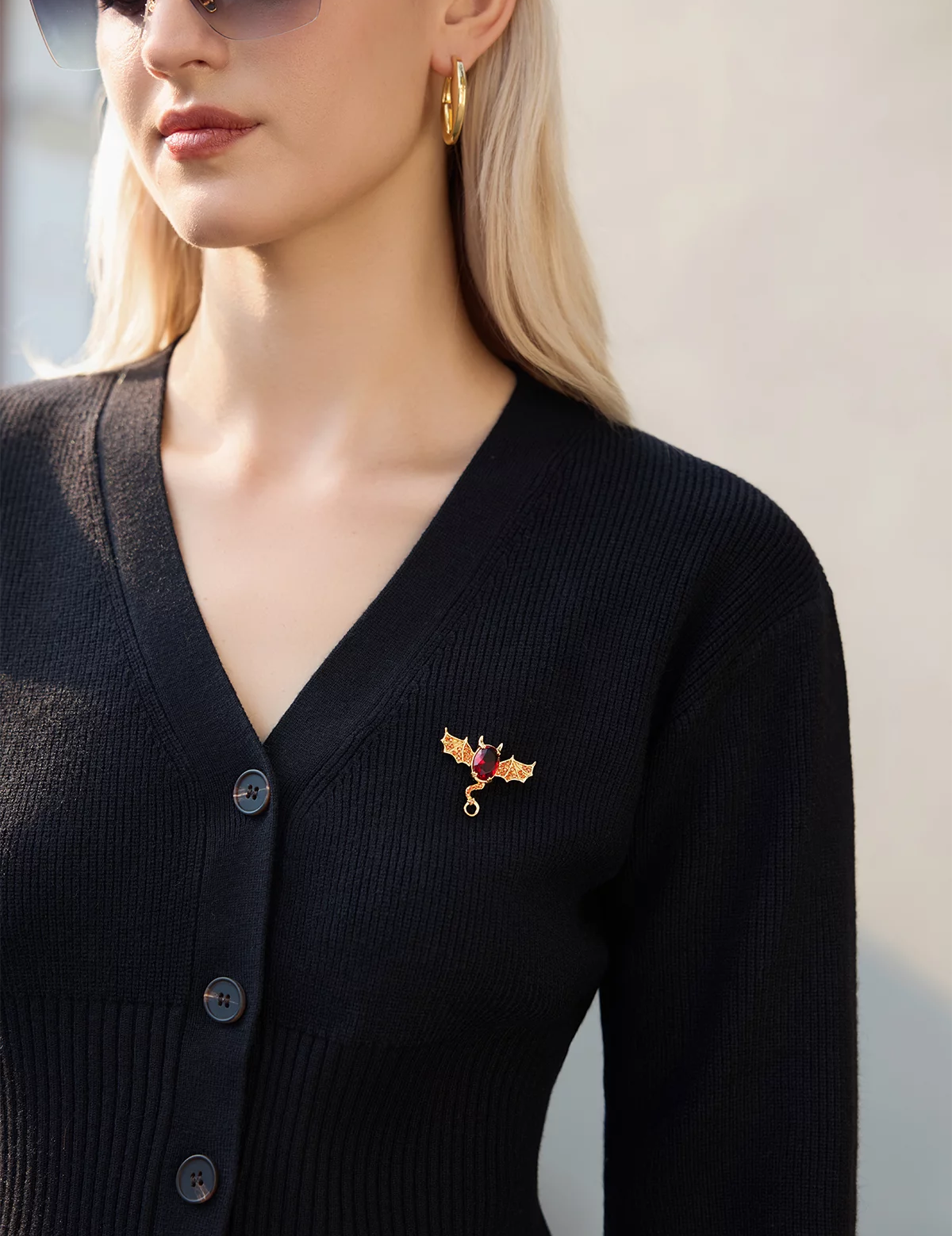 Womens Red Gold Halloween Brooch 2