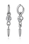 Womens Silver Skull Dangle Hoop Earrings 1