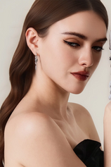Womens Silver Skull Dangle Hoop Earrings 3
