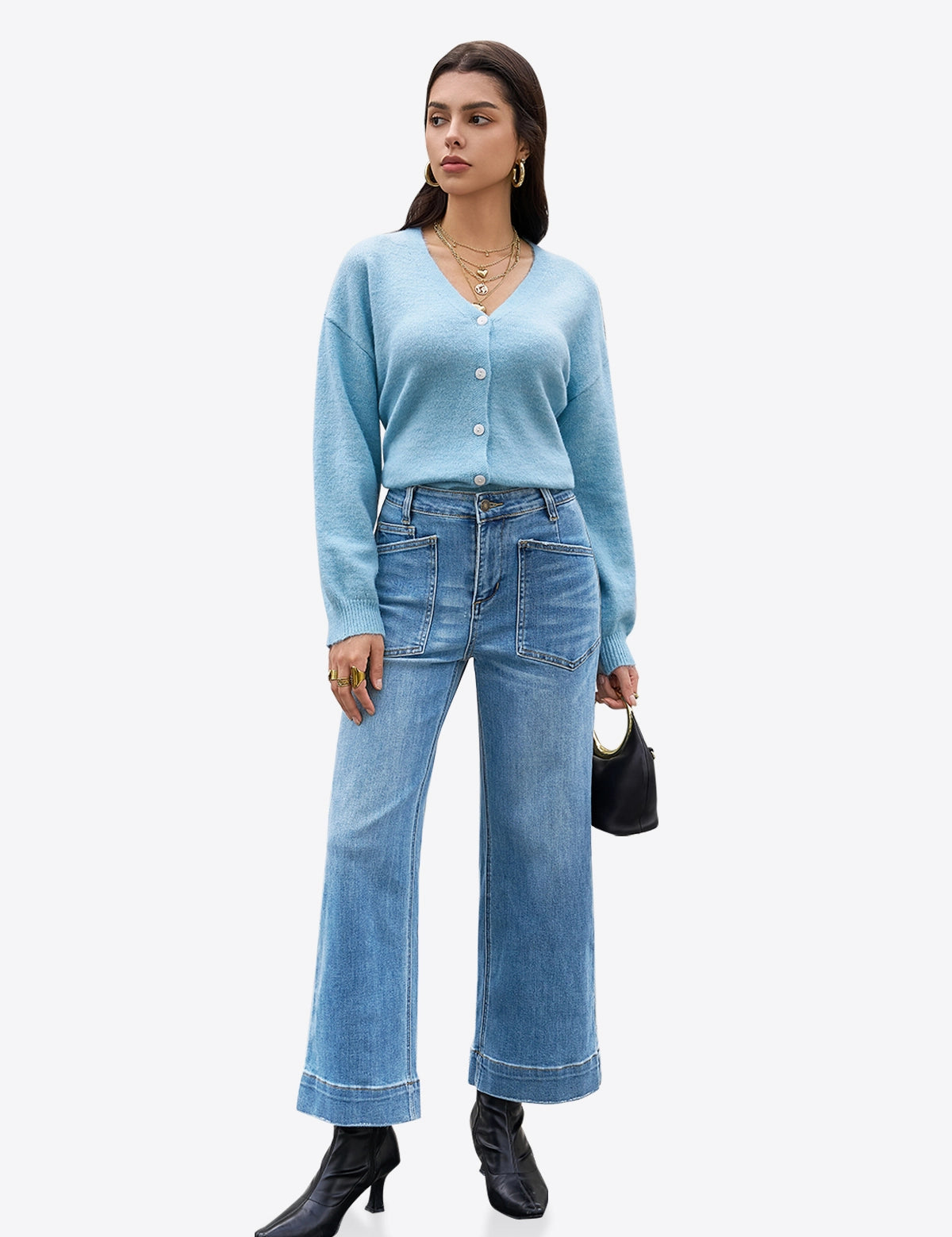 Womens SkyBlue High Waisted Jeans 1