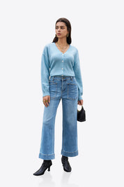 Womens SkyBlue High Waisted Jeans 1