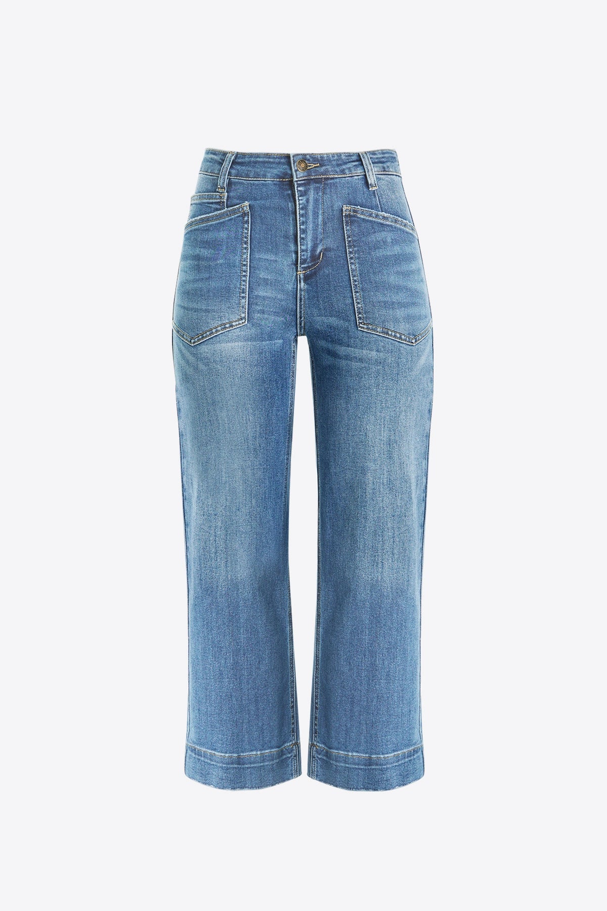 Womens Sky Blue Cropped High Waisted Jeans | CicyBell