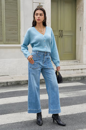 Womens SkyBlue High Waisted Jeans 2