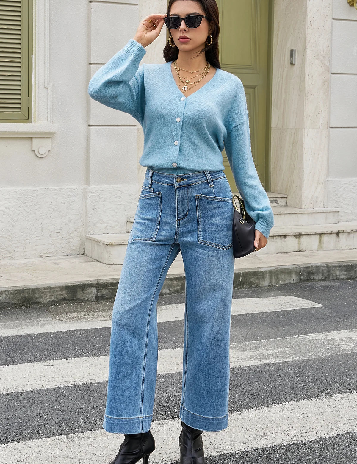 Womens SkyBlue High Waisted Jeans 3