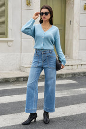 Womens SkyBlue High Waisted Jeans 3