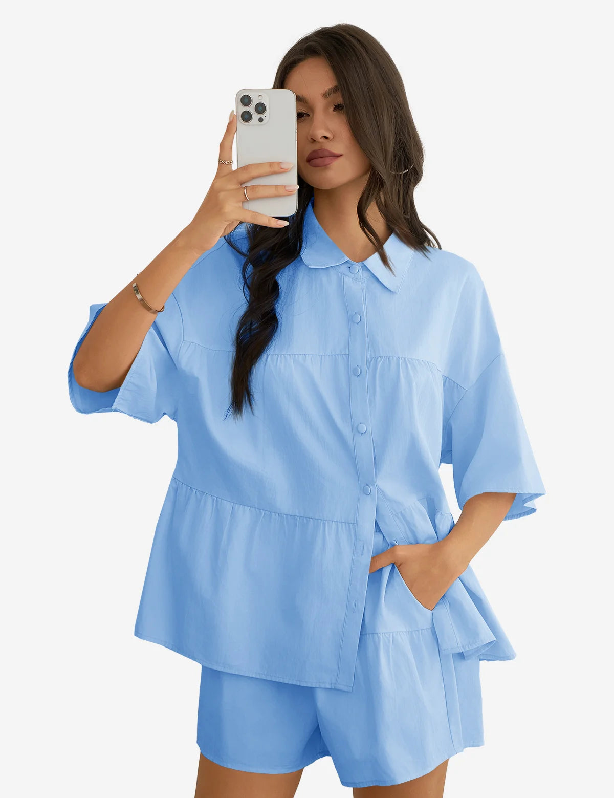 Womens Sky Blue 2 Piece Outfits  1