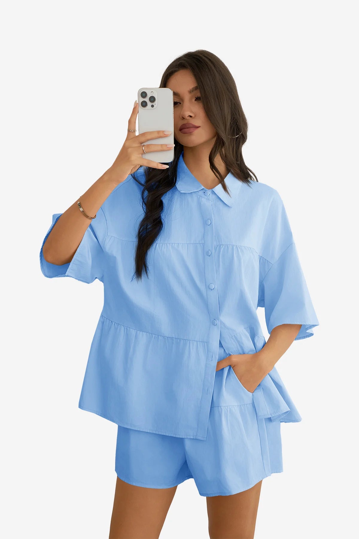 Womens Sky Blue 2 Piece Outfits  1