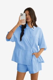 Womens Sky Blue 2 Piece Outfits  1