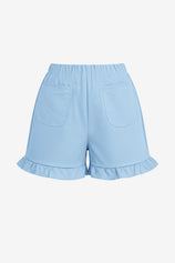 Womens Sky Blue Summer Ruffle Shorts | CicyBell