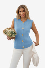 Womens Sky Blue Cropped Sweater Vest | CicyBell