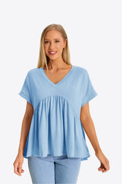 Womens Sky Blue Summer Peplum Tops 1