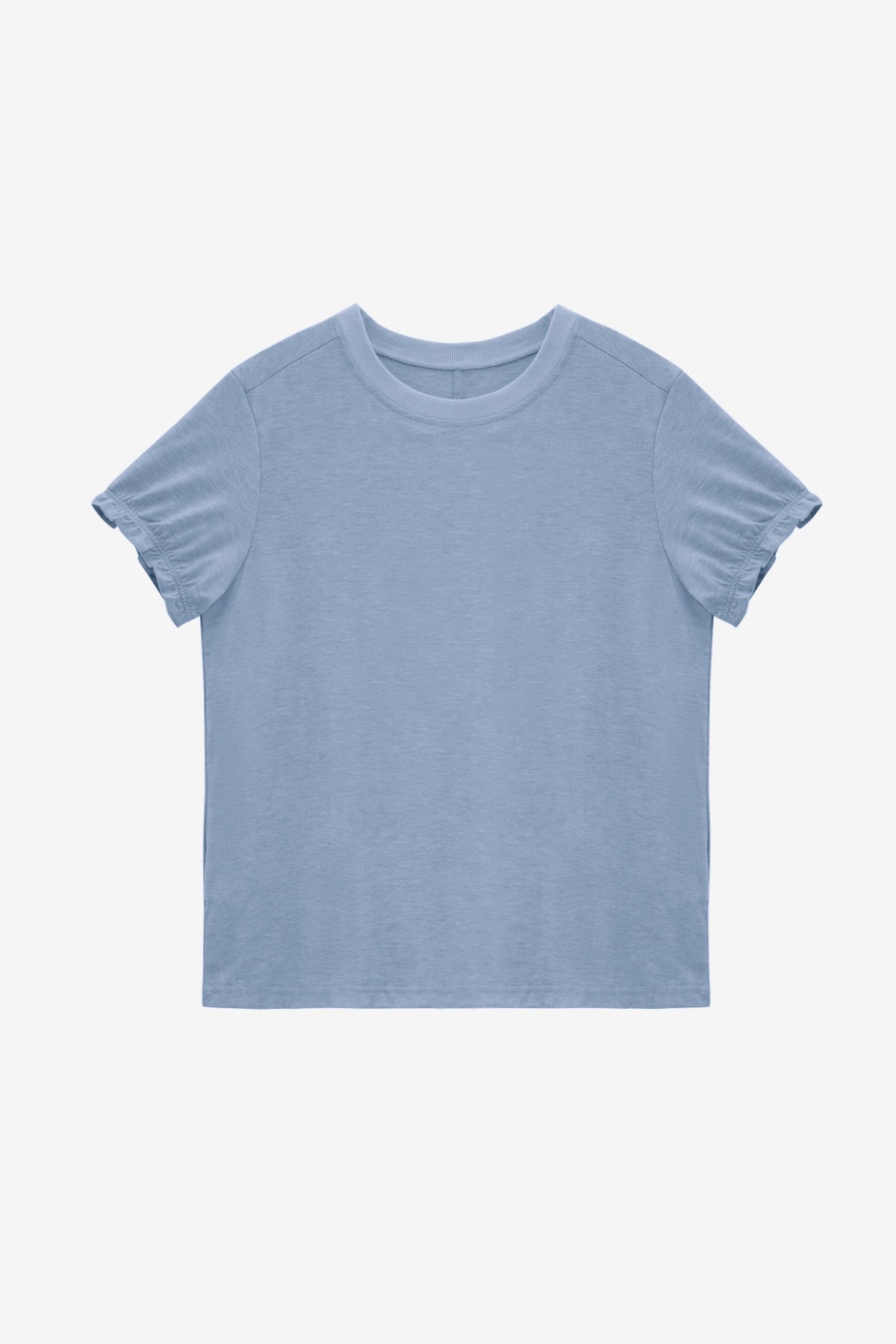 Womens Sky Blue Ruffle Short Sleeve T Shirt | CicyBell