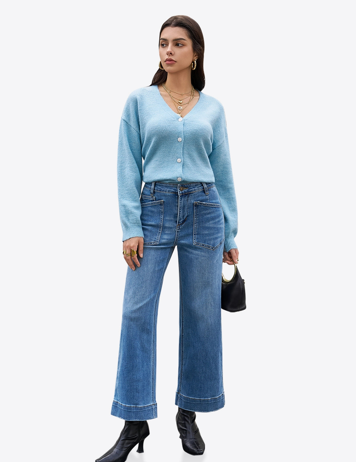 Womens WashBlue High Waisted Jeans 1