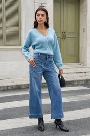 Womens WashBlue High Waisted Jeans 2