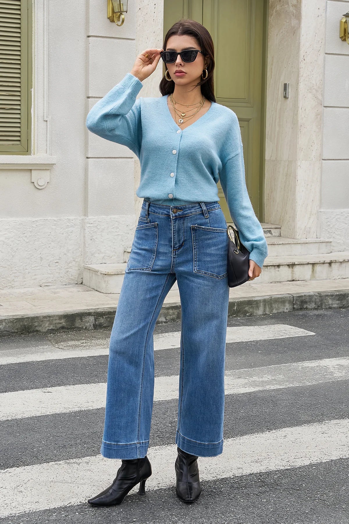 Womens WashBlue High Waisted Jeans 3