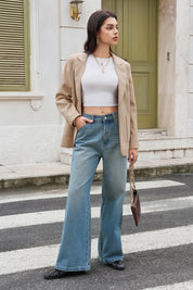 Womens WashBlue High-Waisted Jeans