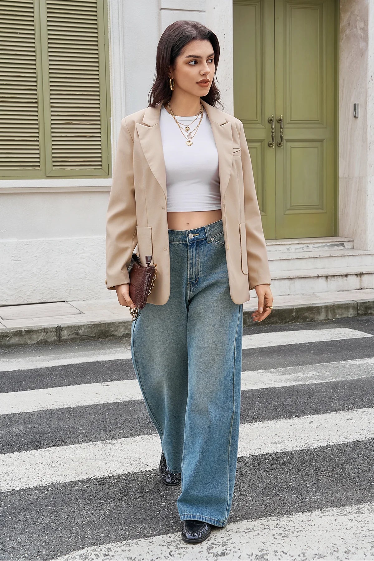 Womens Wash Blue High Waisted Baggy Jeans | CicyBell