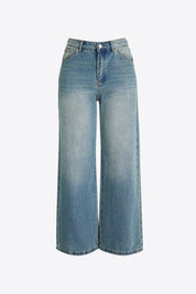 Womens Wash Blue High Waisted Baggy Jeans | CicyBell