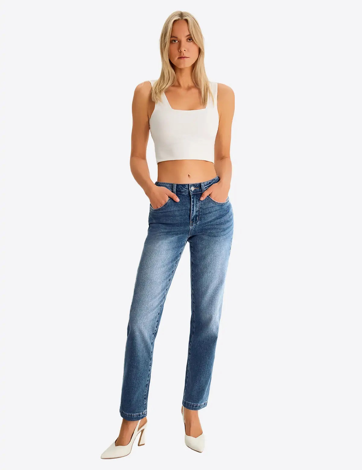 Womens WashBlue Skinny Jeans 1