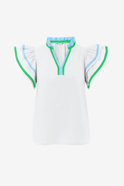 Womens White Color Block Blouses | Cicy Bell