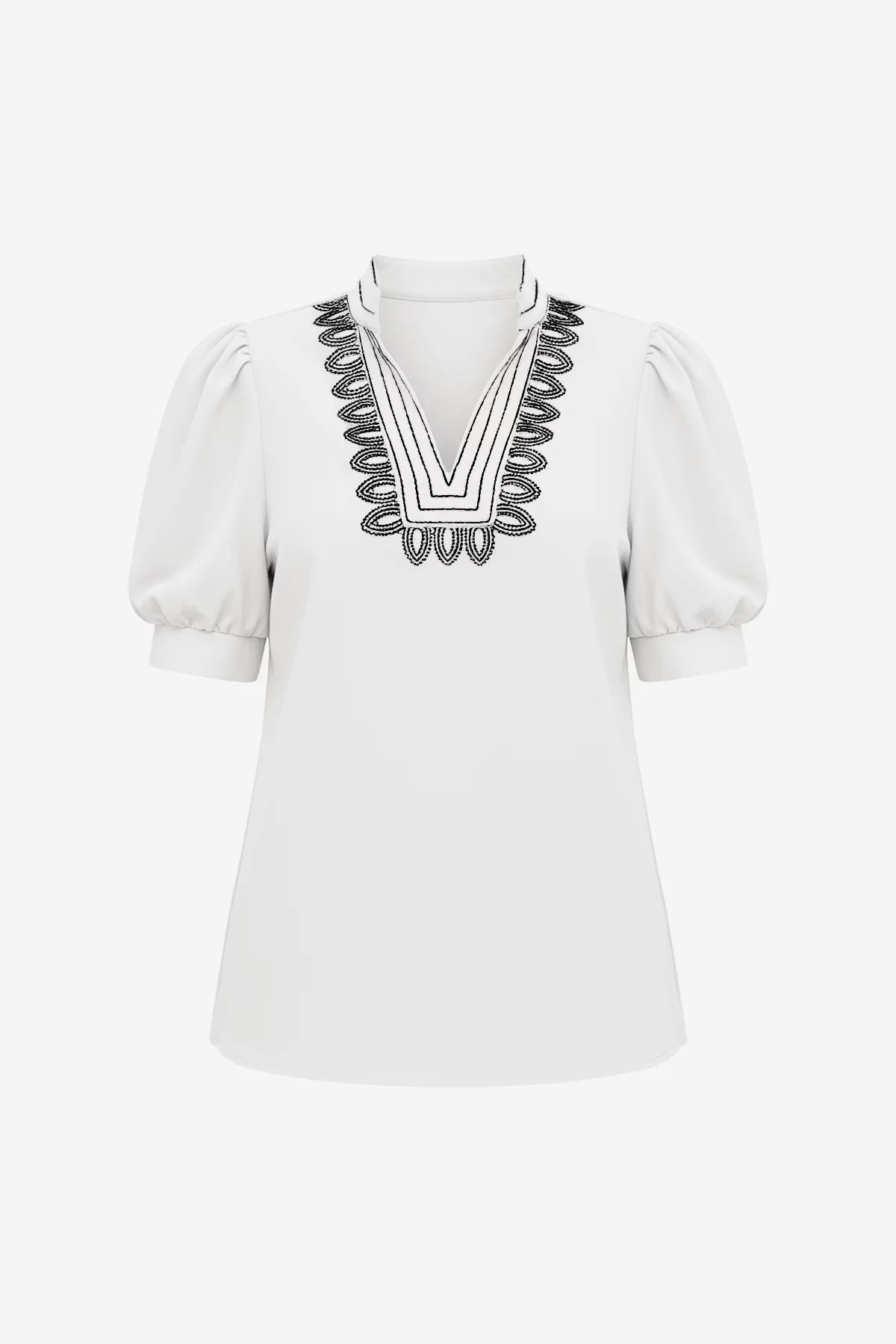 Womens White Puff Short Sleeve Blouses | CicyBell