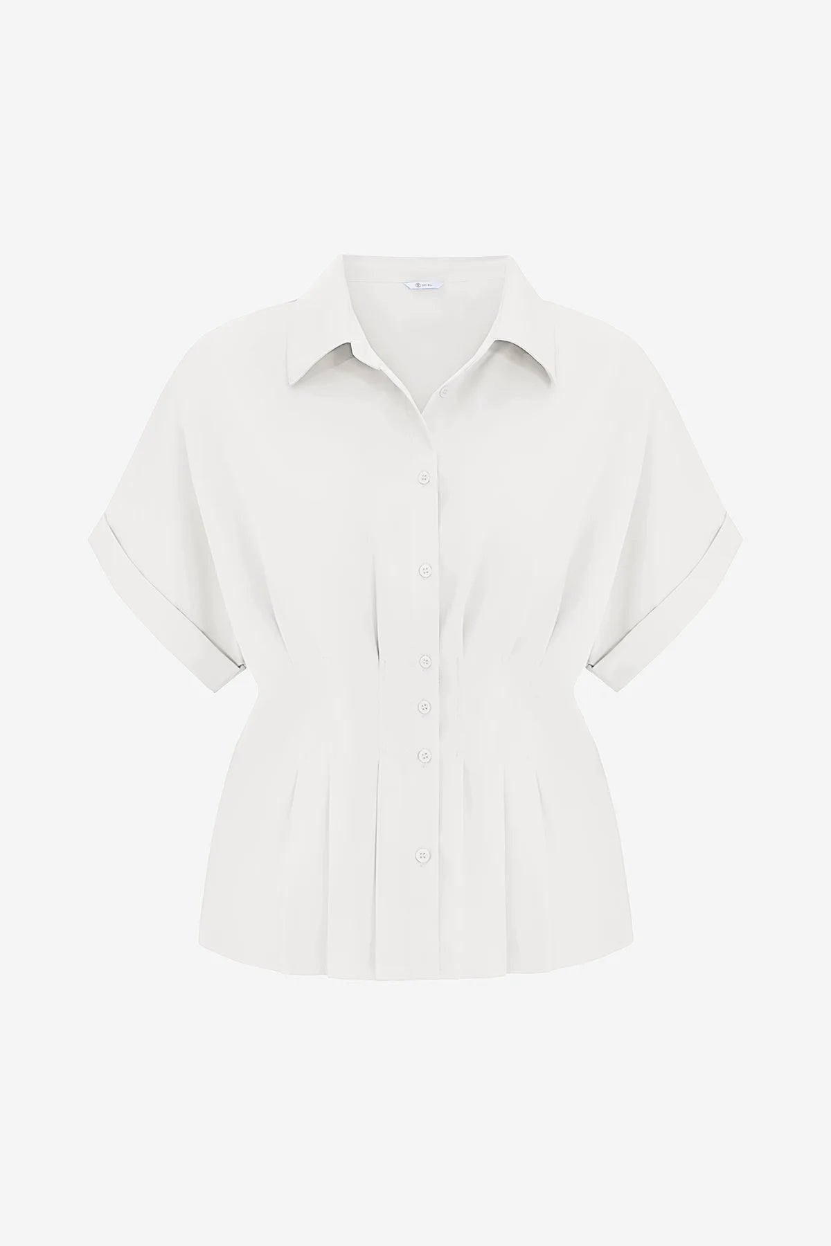 Cicy Bell Womens White Pleated Button-Down Shirt