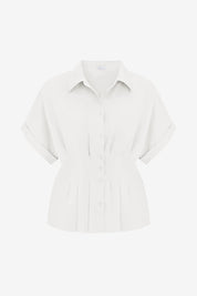 Cicy Bell Womens White Pleated Button-Down Shirt