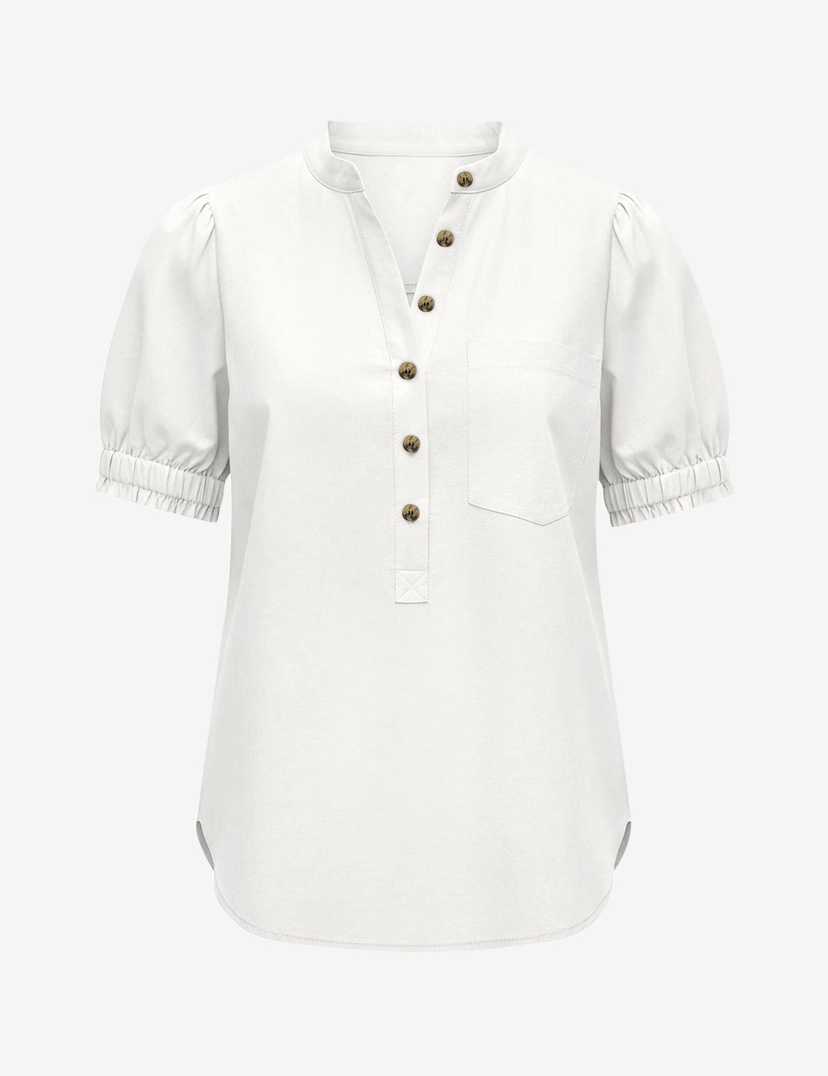 Womens White Puff Short Sleeve Blouses 2