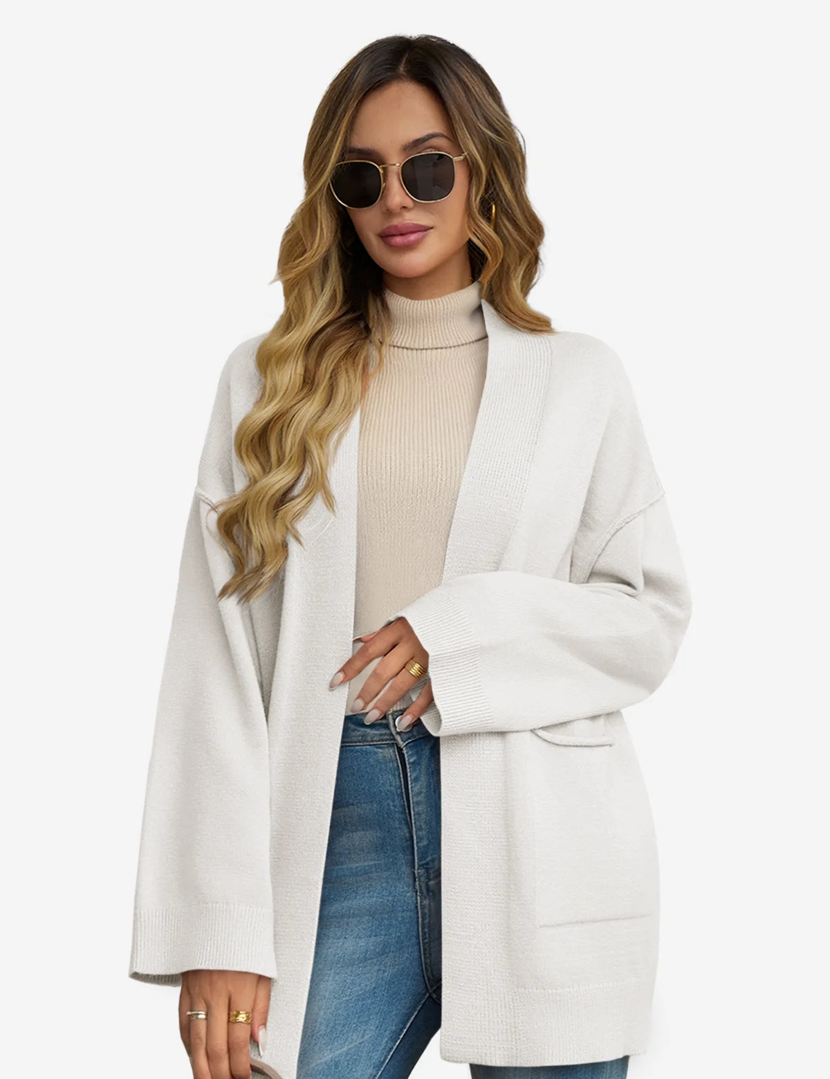 Womens White Oversized Cardigans 1