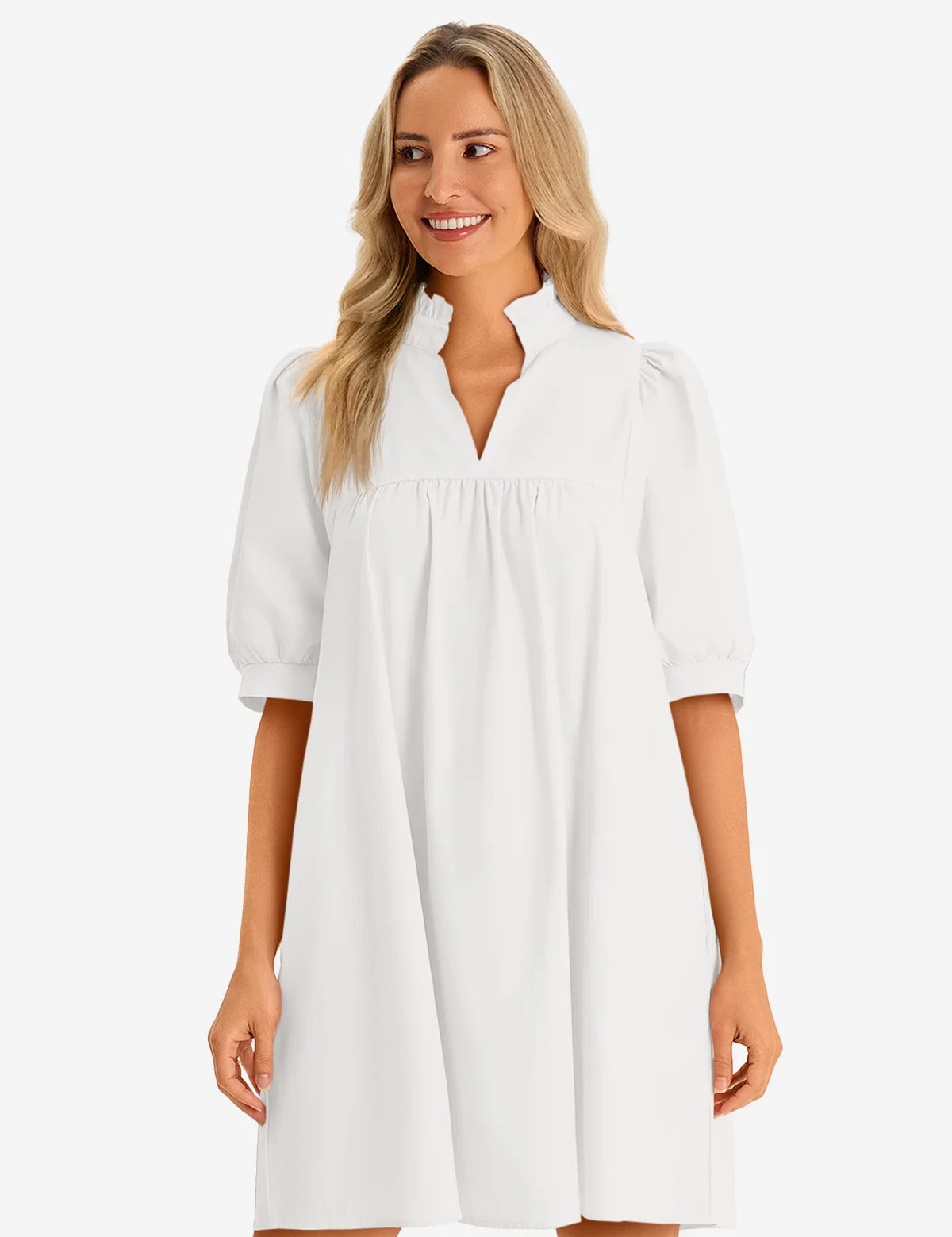 Womens White V Neck Dress 2