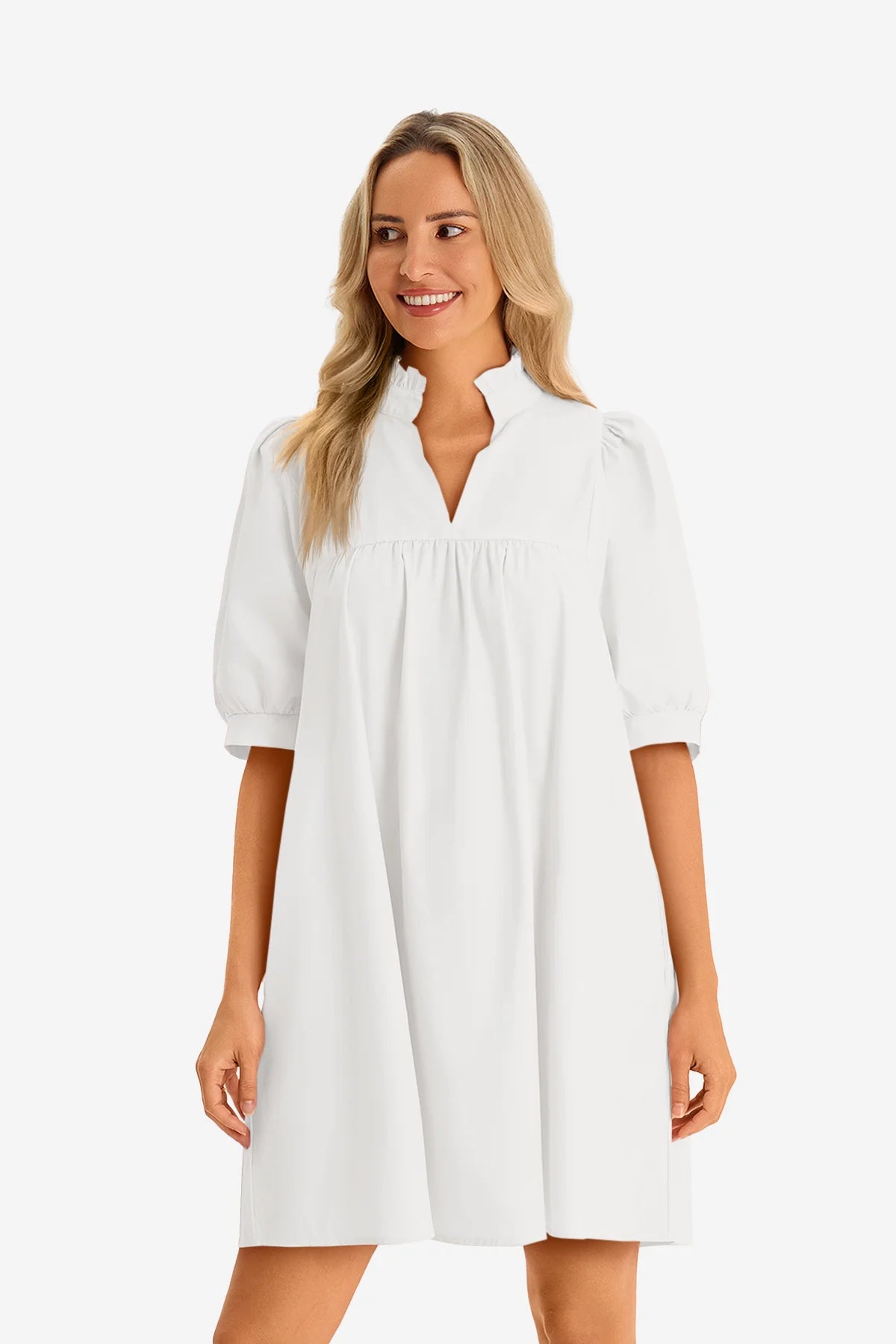 Womens White V Neck Dress 2