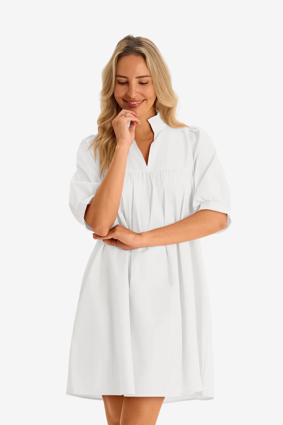 Womens White V Neck Dress | CicyBell