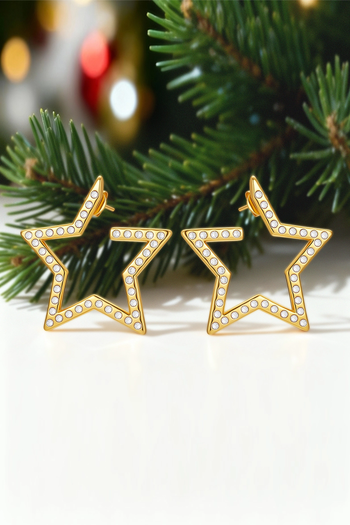 Women White Hollow Star Earring 1