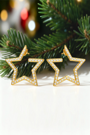 Women White Hollow Star Earring 1