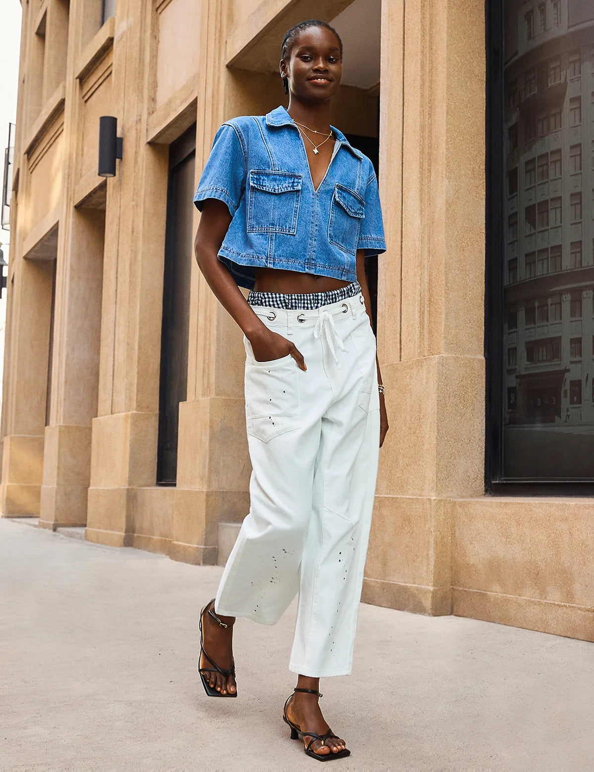 Womens White Wide Leg Jeans 1