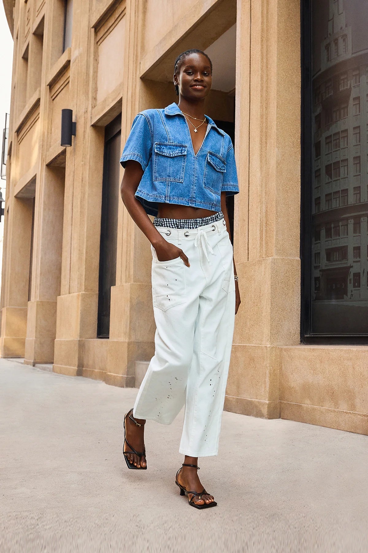 Womens White Wide Leg Jeans 1