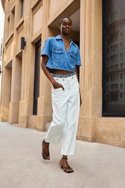 Womens White Wide Leg Jeans 1