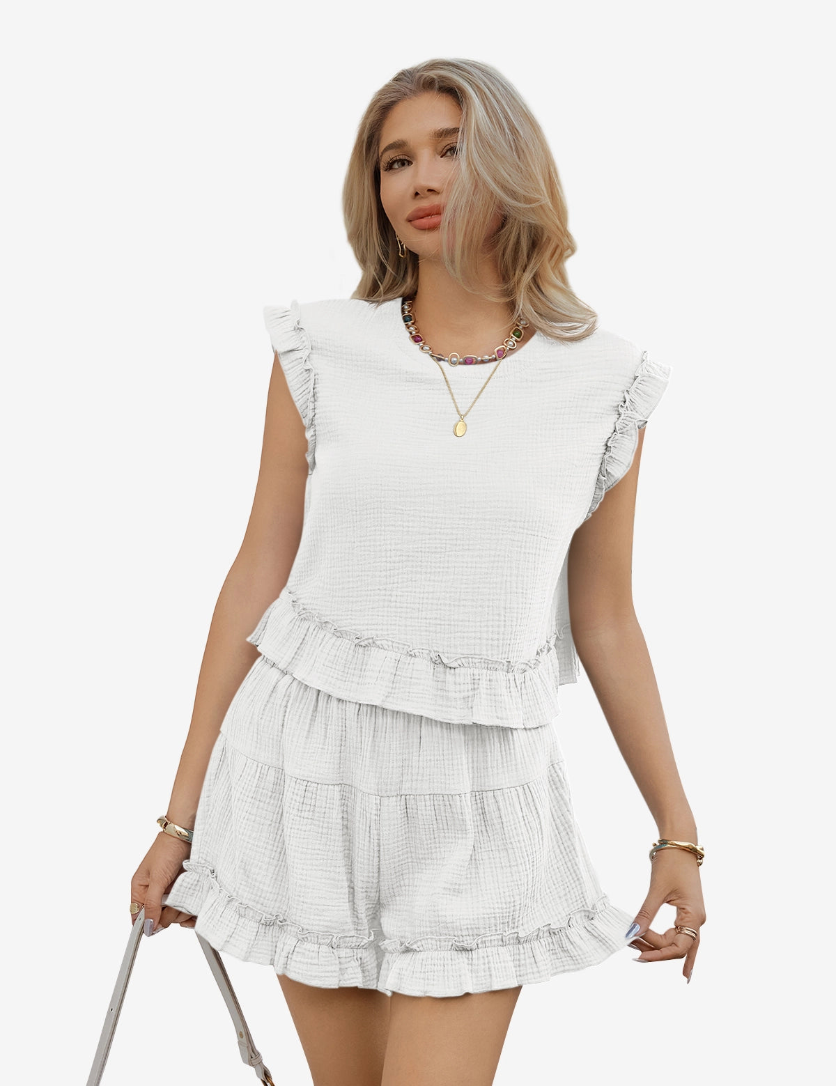 Womens White Pajamas Lounge Sets