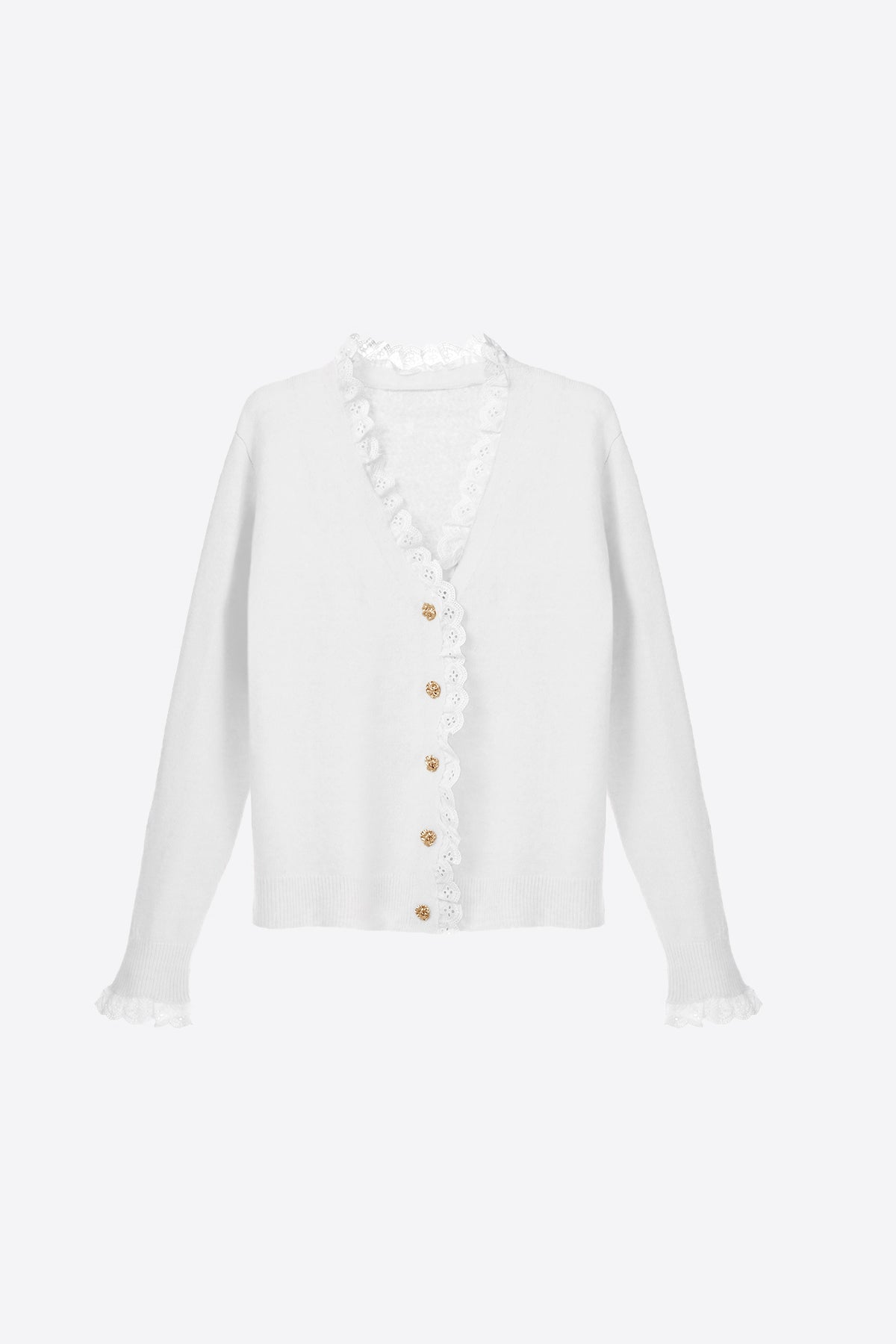 Womens White  Lace V Neck Sweaters | CicyBell