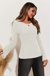 Womens White Long Sleeve Knit Tops | CicyBell
