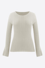 Womens White Long Sleeve Knit Tops | CicyBell