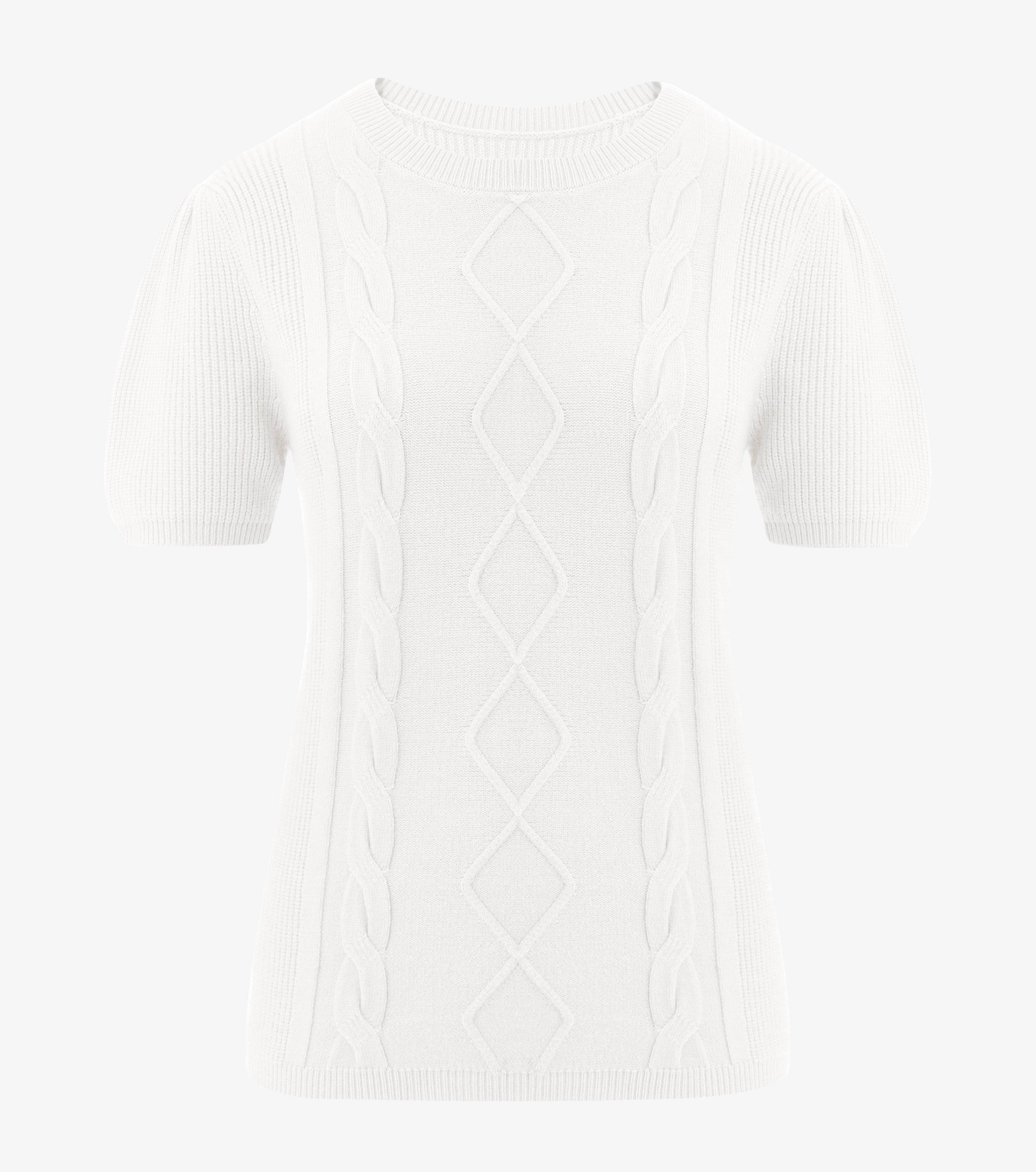 Womens White Puff Short Sleeve Sweater | CicyBell