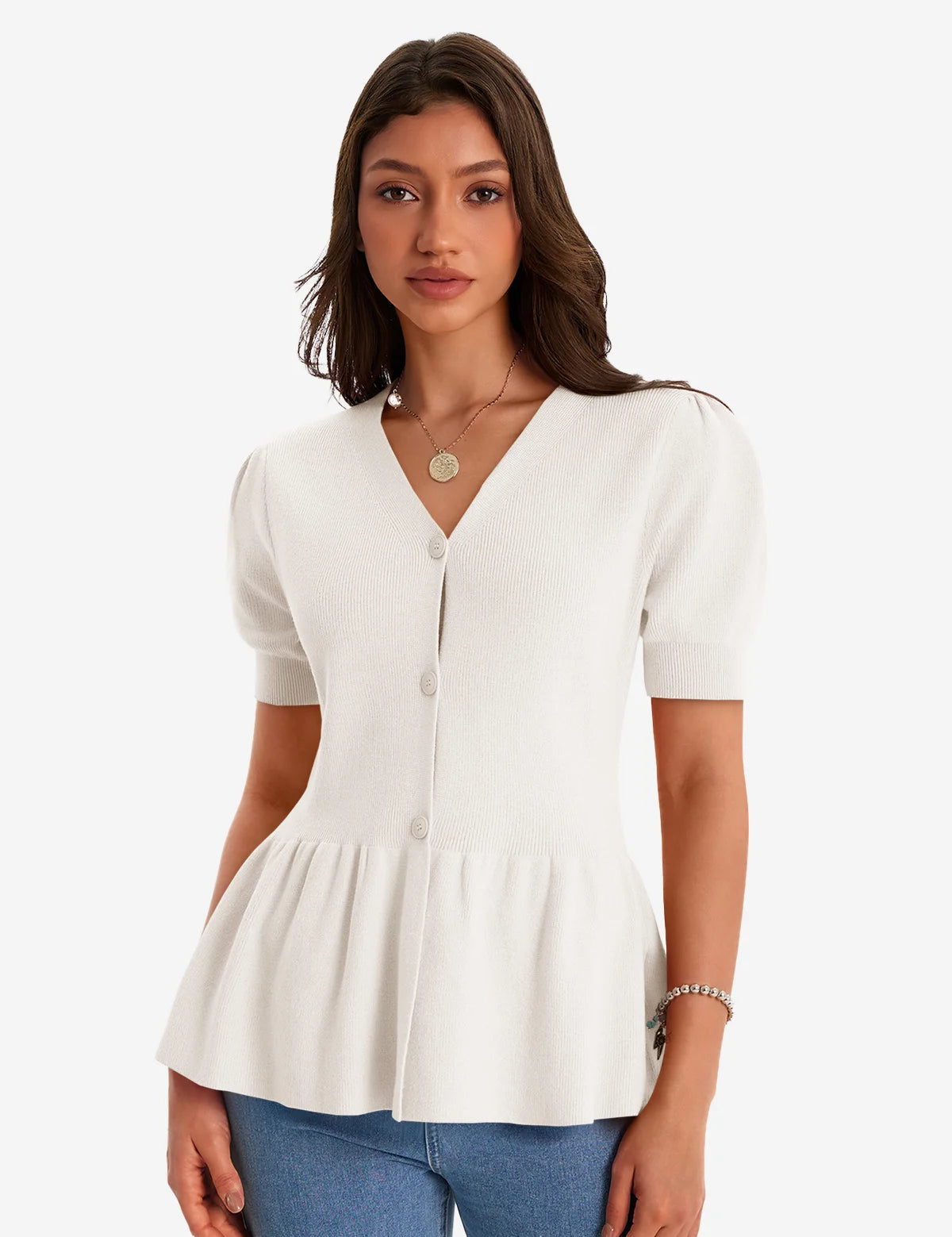 Womens White Knit Sweaters 1